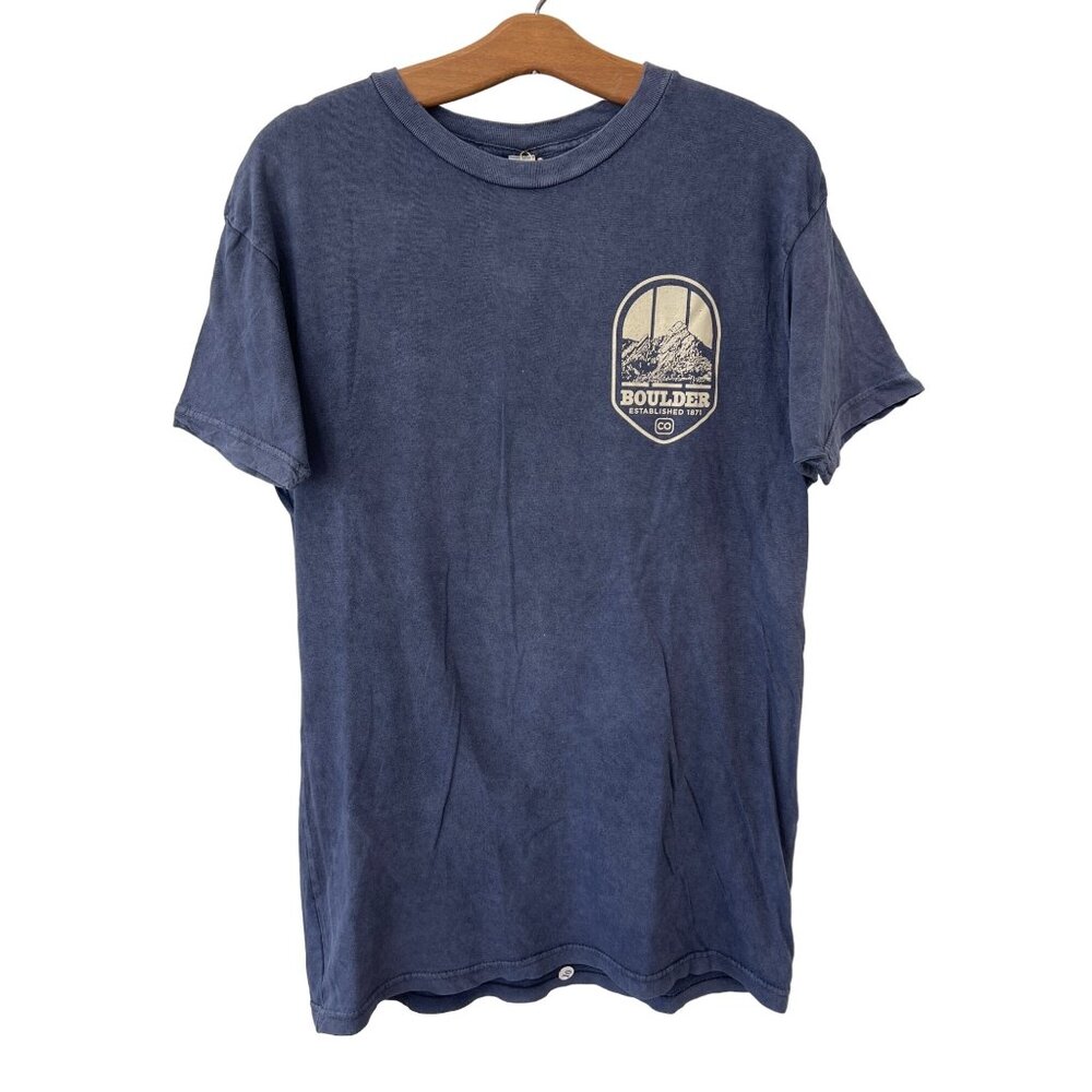 Good Land Supply Co Boulder Crewneck Graphic Tee Mens MED Navy Basic T Shirt NEW